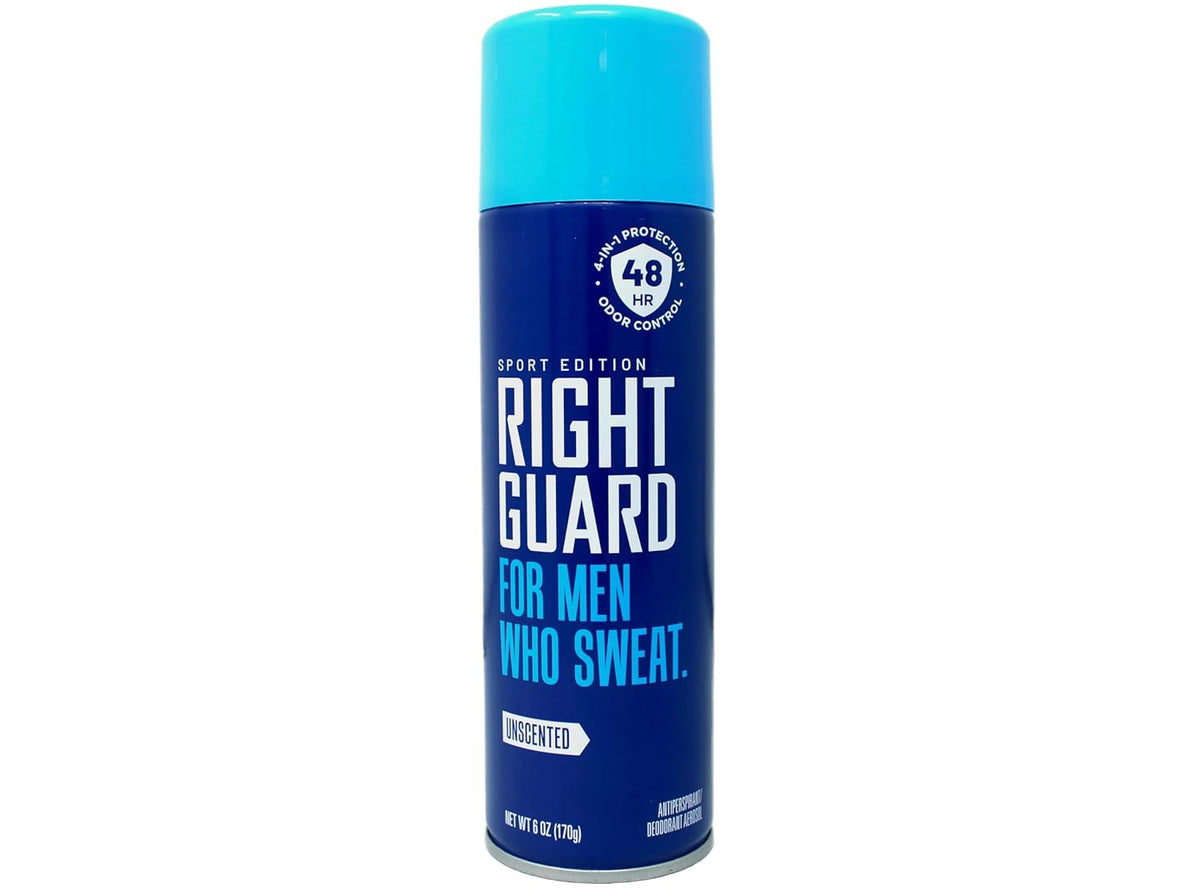 Right Guard Sport Antiperspirant And Deodorant Spray 4 In 1 Protection For Men Blocks Sweat 48 Hour Odor Control Unscented 6 Oz
