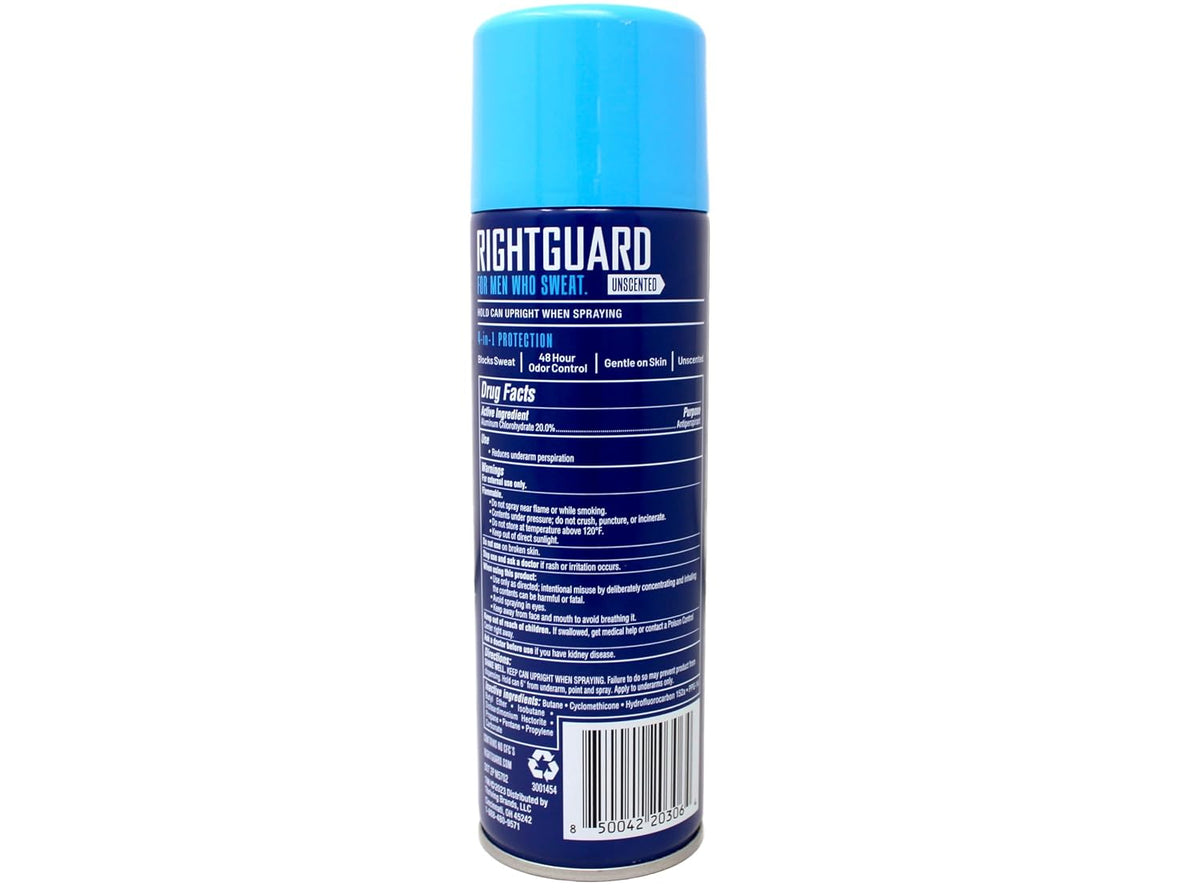 Right Guard Sport Antiperspirant And Deodorant Spray 4 In 1 Protection For Men Blocks Sweat 48 Hour Odor Control Unscented 6 Oz